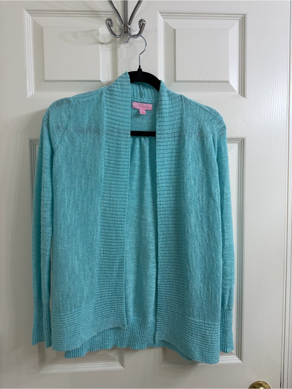 Lilly Pulitzer Aqua Open-Front Cardigan